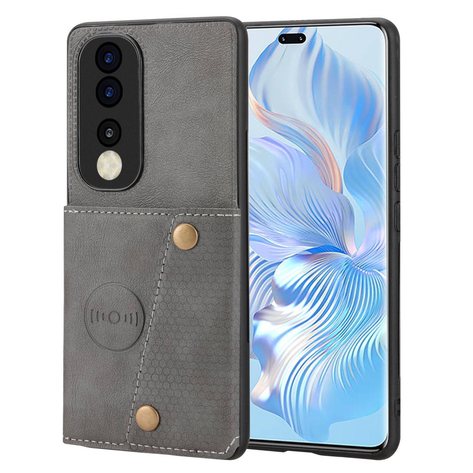 Dual Button Card Slots Kickstand Phone Case for Honor 80 Pro 5G PU Leather Coated TPU Back Cover with Built-in Metal Sheet Dual Button Card Slots Kickstand Phone Case for Honor 80 Pro 5G PU Leather Coated TPU Back Cover with Built-in Metal Sheet